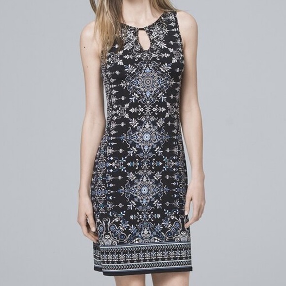 WHBM Medallion-Print Knit Shift Dress with Jewel Embellished Neckline - Picture 3 of 13